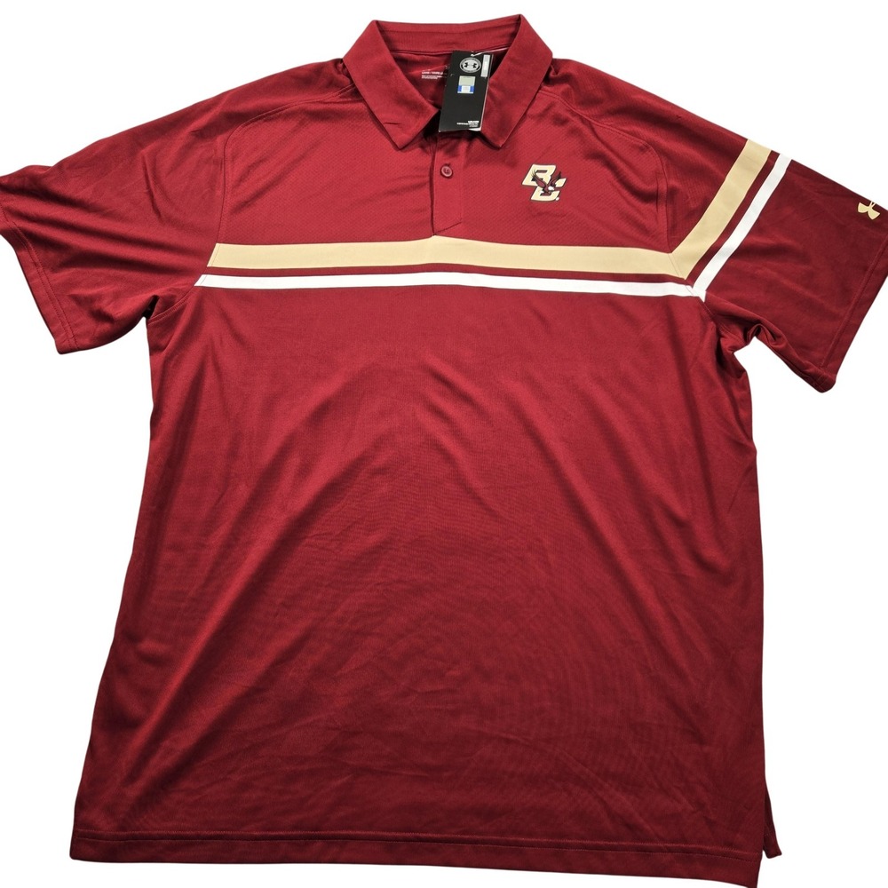 Boston College Eagles Shirt Mens 2XL Maroon NCAA Football Under Armour‎ Polo